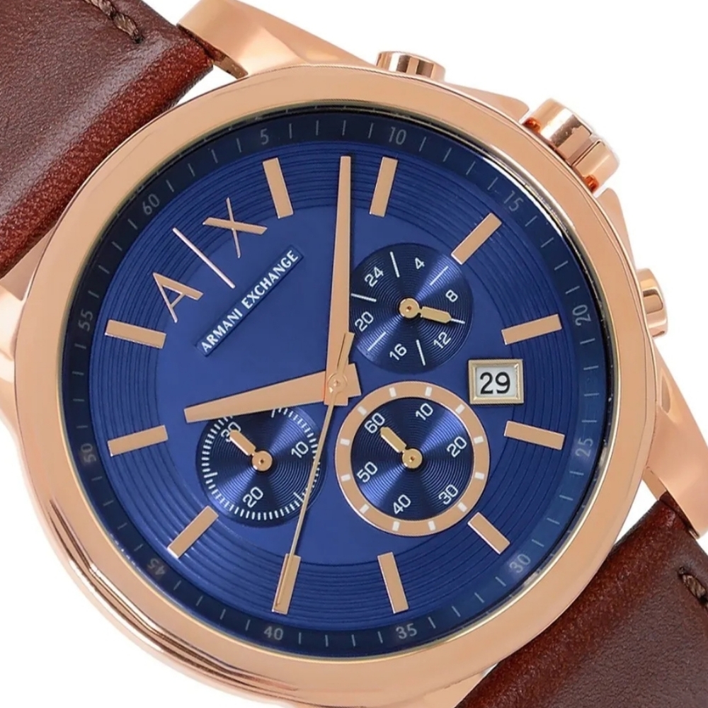 Armani Exchange Mens Rose Gold Chronograph Watch